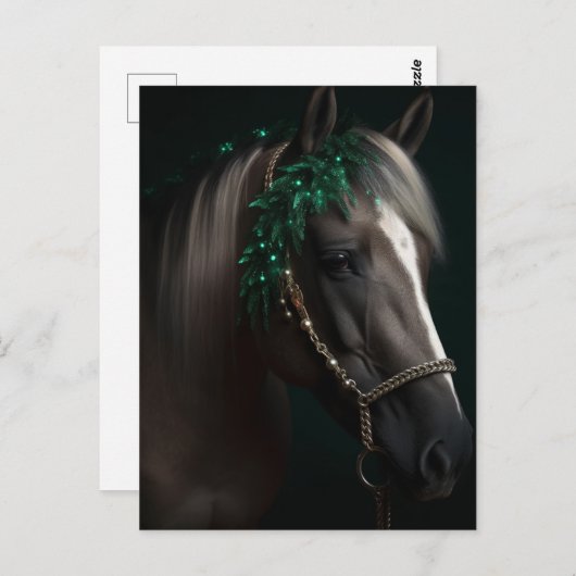 Carte Postale Poney de Noël (Devant / Derrière)
