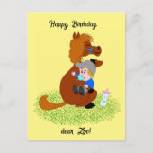 Carte Postale Poney drôle et mignon avec bébé - anniversaire des (Devant)