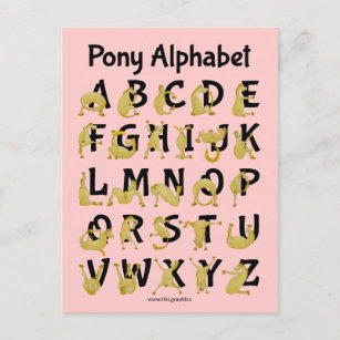 Carte Postale Poney flexible   Graphique alphabétique