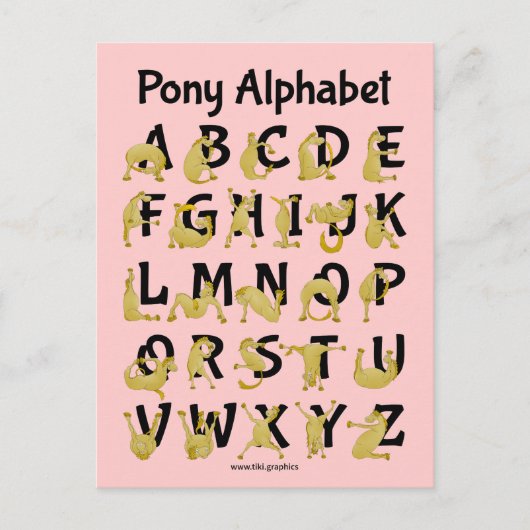 Carte Postale Poney flexible | Graphique alphabétique (Devant)