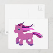Carte Postale poney pourpre kawaii (Devant / Derrière)