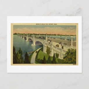 Carte Postale Pont à Belle Isle Detroit, Michigan, Vintage