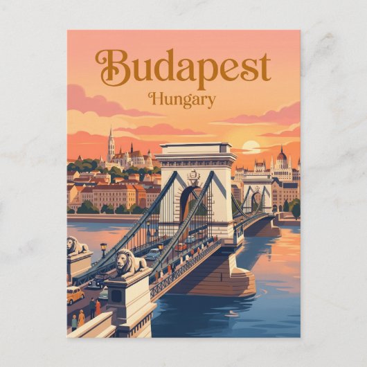 Carte Postale Pont à Chaînes Hongrie (Devant)