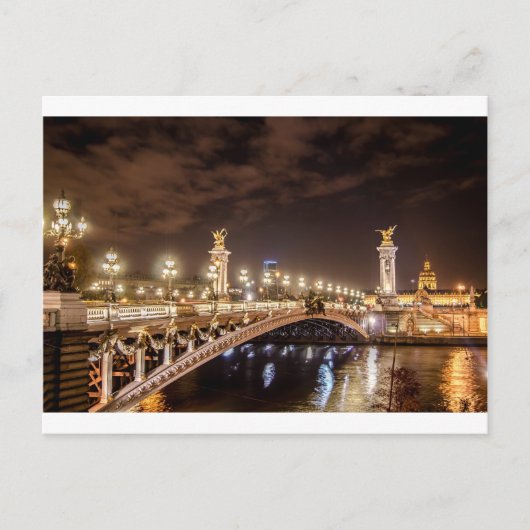 Carte Postale Pont Alexandre 3 à Paris France la nuit (Devant)