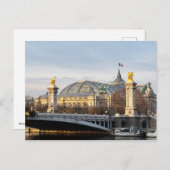 Carte Postale Pont Alexandre III et Grand Palais à l'heure d'or (Devant / Derrière)