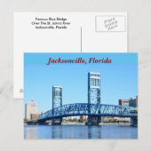 Carte Postale Pont Bleu Célèbre Jacksonville, Floride (Devant / Derrière)