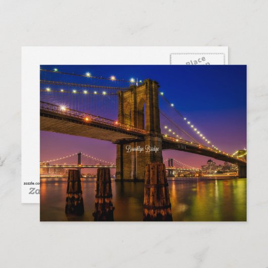Carte Postale Pont Brooklyn à Twilight (Devant / Derrière)