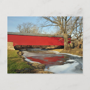 Carte Postale Pont couvert de dégel d'hiver
