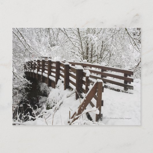 Carte Postale Pont couvert de neige en bois (Devant)