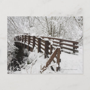 Carte Postale Pont couvert de neige en bois