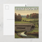 Carte Postale Pont couvert du comté de Parke dans l'Indiana (Devant / Derrière)