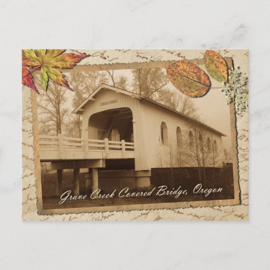 Carte Postale Pont couvert du ruisseau Grave, Sunny Valley, OU (Devant)