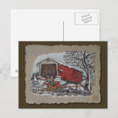 Carte Postale Pont couvert et traîneau (Devant / Derrière)