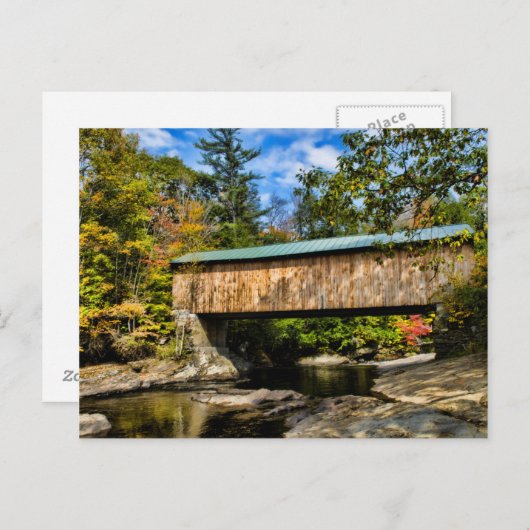 Carte Postale Pont couvert Montgomery avec feuillage d'automne (Devant / Derrière)