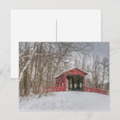 Carte Postale Pont couvert Neige rouge Photo (Devant / Derrière)