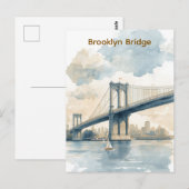 Carte Postale Pont de Brooklyn aquarelle (Devant / Derrière)