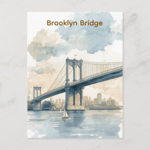 Carte Postale Pont de Brooklyn aquarelle