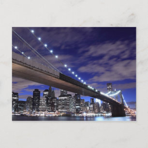Carte Postale Pont de Brooklyn la nuit, New York City