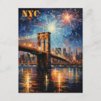 Pont de Brooklyn New York City Feux d'artifice Voy