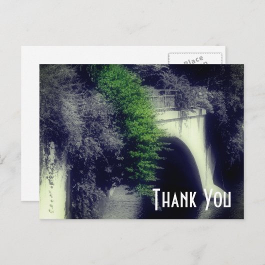 Carte Postale Pont de fleurs noir et blanc merci (Devant / Derrière)