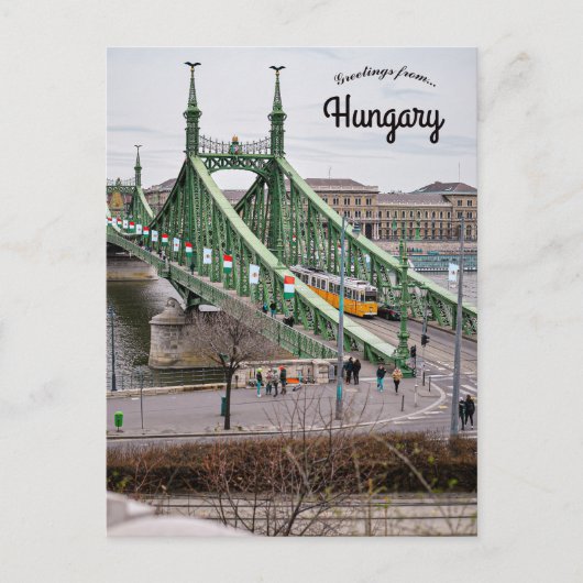 Carte Postale Pont de la Liberté de Budapest et tramway de Hongr (Devant)