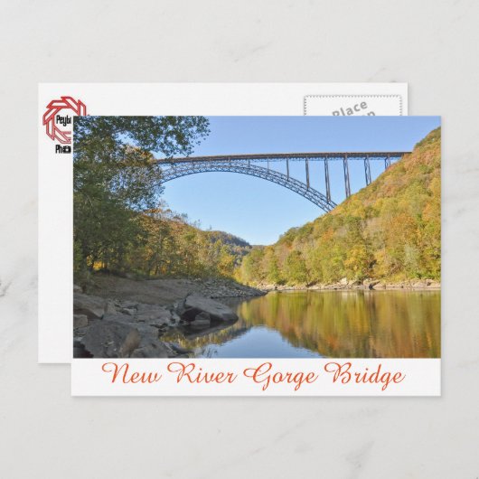 Carte Postale Pont de la nouvelle rivière Gorge en automne (Devant / Derrière)