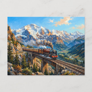 Carte Postale Pont de montagne de train à vapeur