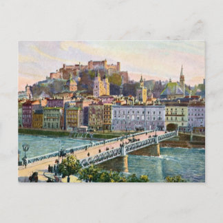 Carte Postale Pont d'État d'Aquarelle Salzburg 1916