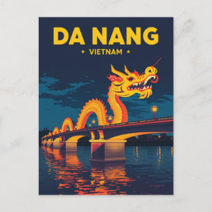 Carte Postale Pont du Dragon de Da Nang Vietnam Voyage Rétro