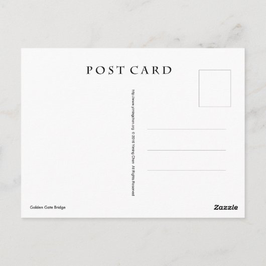 Carte Postale Pont Golden Gate (Dos)