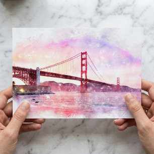 Carte Postale Pont Golden Gate au coucher du soleil Pastel à San