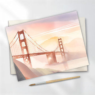 Carte Postale Pont Golden Gate Belle aquarelle du lever du sol