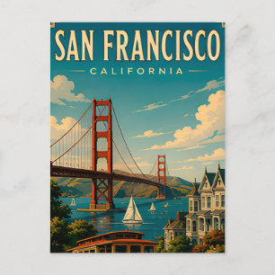 Carte Postale Pont Golden Gate de San Francisco Rétro