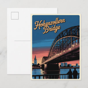 Carte Postale Pont Hohenzollern vintage Cologne allemagne cadeau