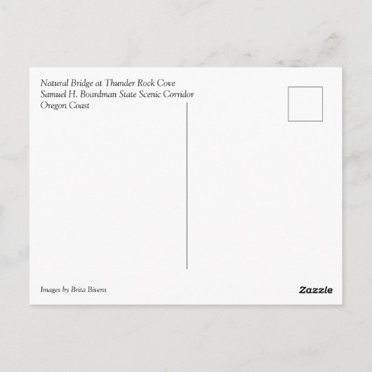 Carte Postale Pont naturel, Thunder Rock Cove, Oregon (Dos)