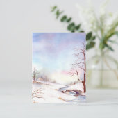 Carte Postale Pont Neige Aquarelle Peinture Paysage (Debout devant)