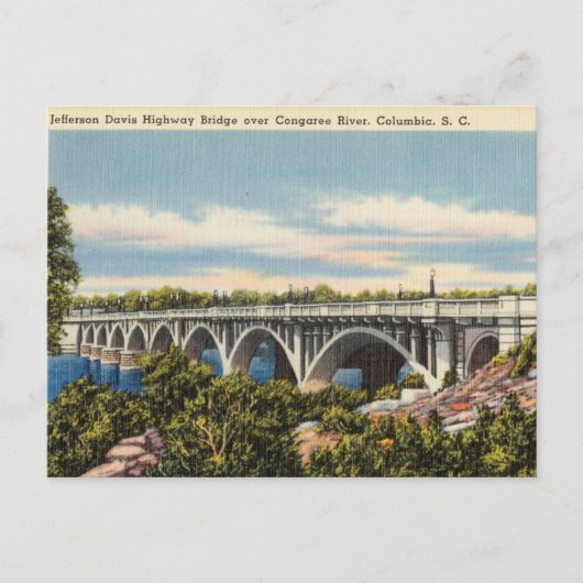 Carte Postale Pont, rivière Congaree, Columbia, Caroline du Sud (Devant)