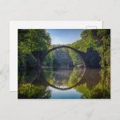 Carte Postale Pont rond gris sur une rivière dans la forêt (Devant / Derrière)