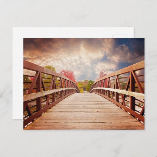 Carte Postale Pont rustique en bois dans le pays (Devant / Derrière)