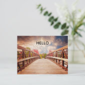 Carte Postale Pont rustique en bois dans le pays Bonjour (Debout devant)