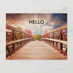 Carte Postale Pont rustique en bois dans le pays Bonjour