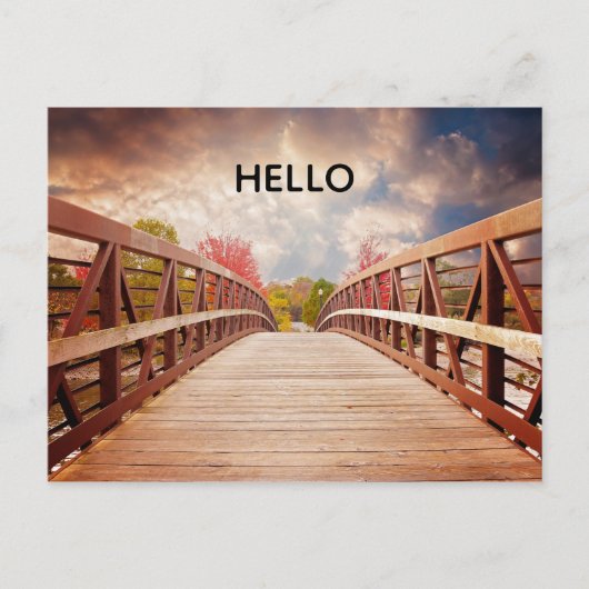 Carte Postale Pont rustique en bois dans le pays Bonjour (Devant)