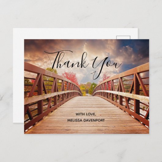 Carte Postale Pont rustique en bois dans le pays Merci (Devant / Derrière)