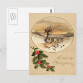 Carte Postale Pont Snow Wintry Scene Holly (Devant / Derrière)