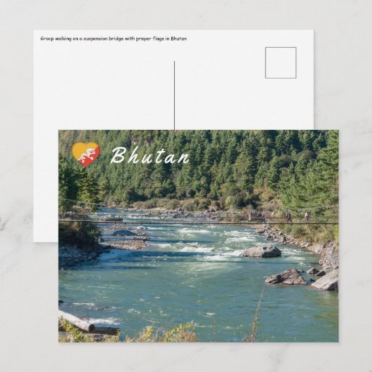 Carte Postale Pont suspendu au-dessus d'un fleuve au Bhoutan (Devant / Derrière)