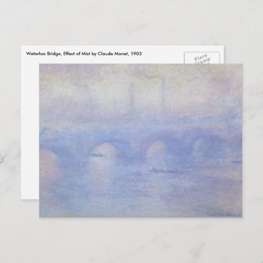Carte Postale Pont Waterloo, effet Mist par Claude Monet (Devant / Derrière)