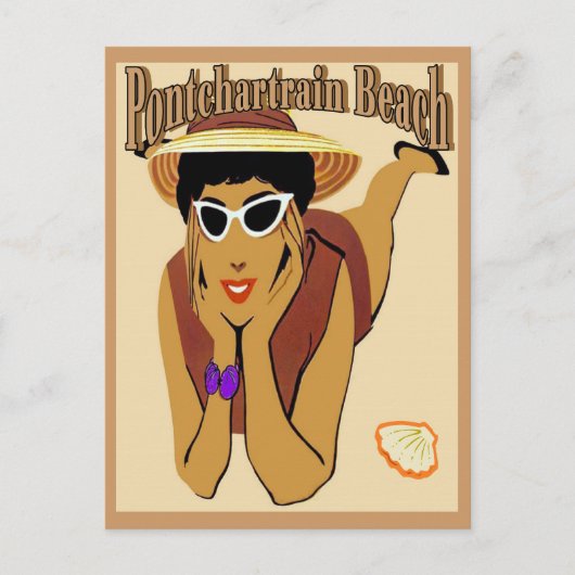 Carte Postale Pontchartrain Beach Lady sur le sable (Devant)