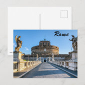 Carte Postale Ponte et Château Sant'Angelo - Rome, Italie (Devant / Derrière)