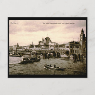 Carte Postale Ponts d'atterrissage, Hambourg, Allemagne Vintage