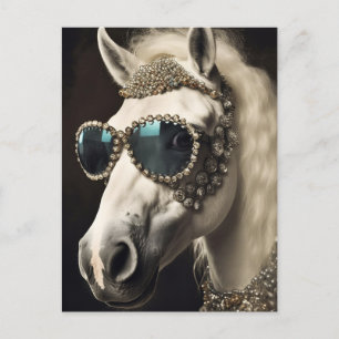 Carte Postale Pony Avec Lunettes De Soleil